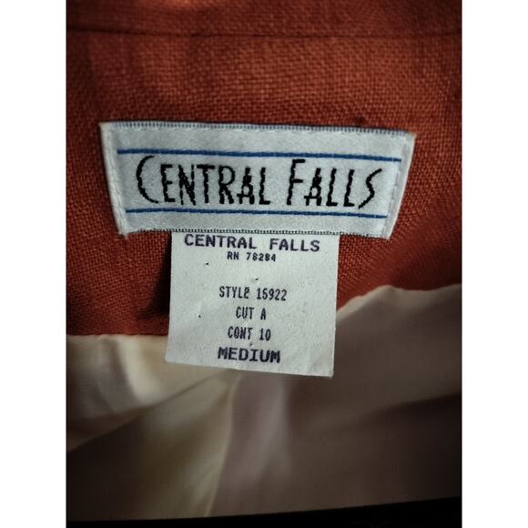 3316)Vtg Central Falls Orange Linen Two Button Closure Lined Blazer Size 10 - Picture 8 of 10